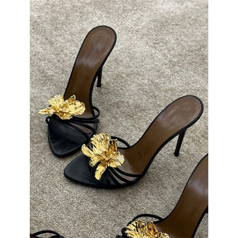Damen High Heel Sandalen mit kunstvoller Blumenapplikation R&B