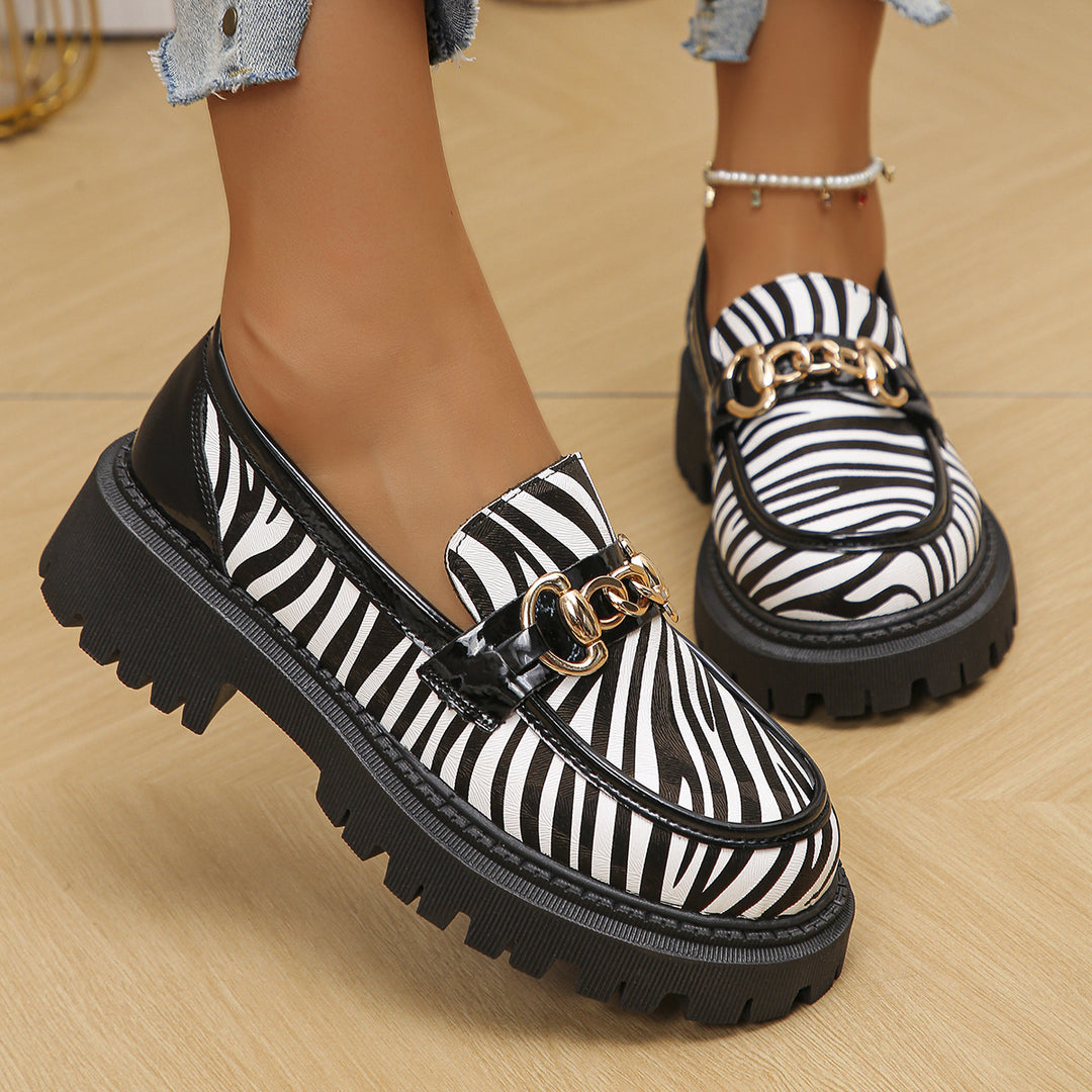 Damen Trendige Mokassin-Schuhe mit auffälligem Zebra-Druck und komfortabler Sohle R&B
