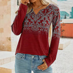 Damen V-Ausschnitt Bluse mit floralem Design R&B