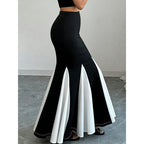 Damen Eleganter Maxi-Rock mit kontrastierenden Volantdetails und hohem Bund R&B