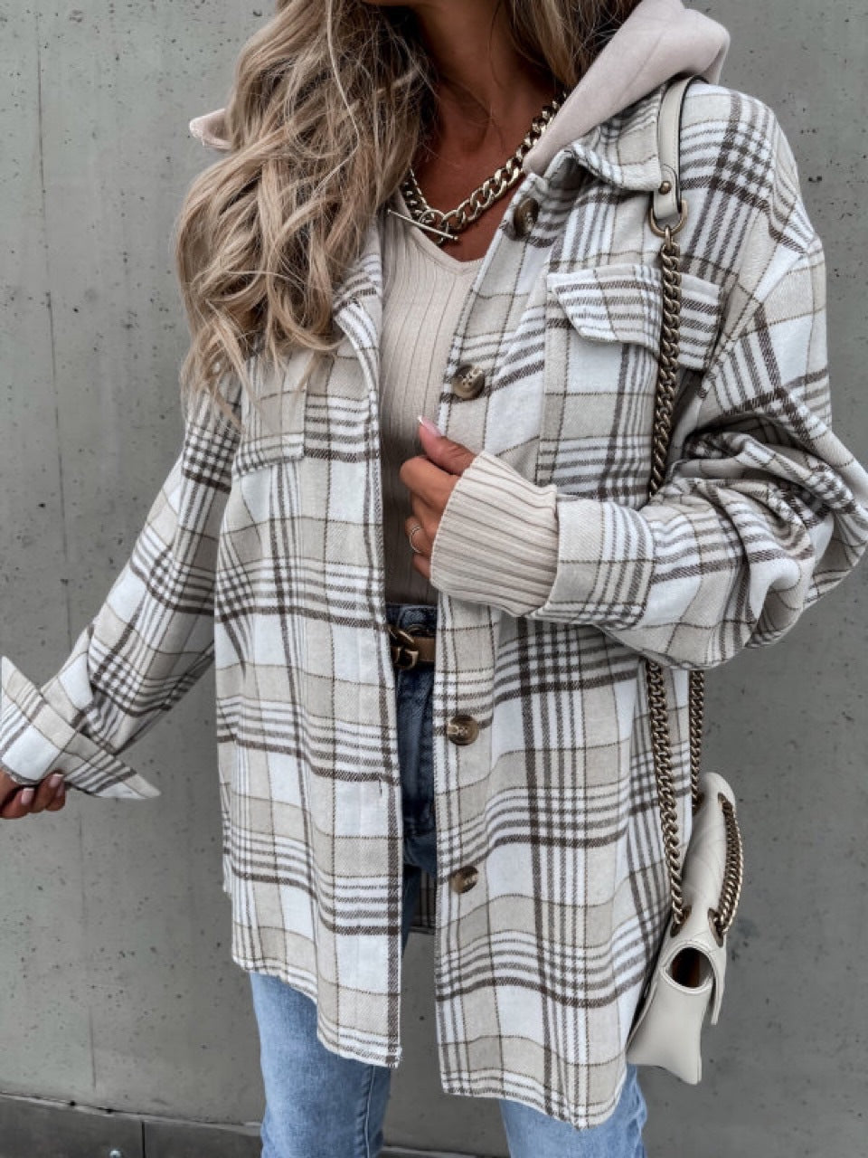 Damen Flanellhemdjacke im Karomuster mit praktischen Taschen und weichem Innenfutter R&B