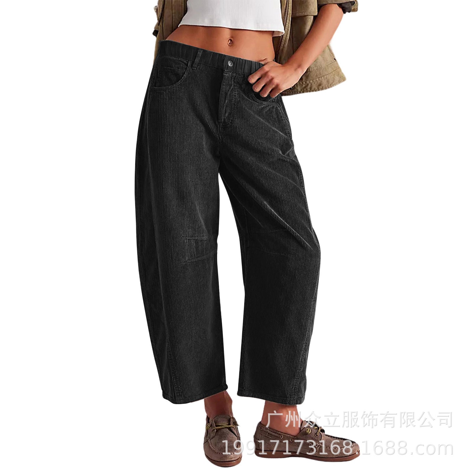 Damen Bequeme und stylische Palazzo-Hosen mit seitlichen Taschen R&B