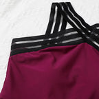 Damen Badeanzug mit schicker Rüsche und modischen Überkreuzträgern R&B