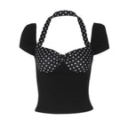 Damen Polka-Dots Top mit Raffungen R&B