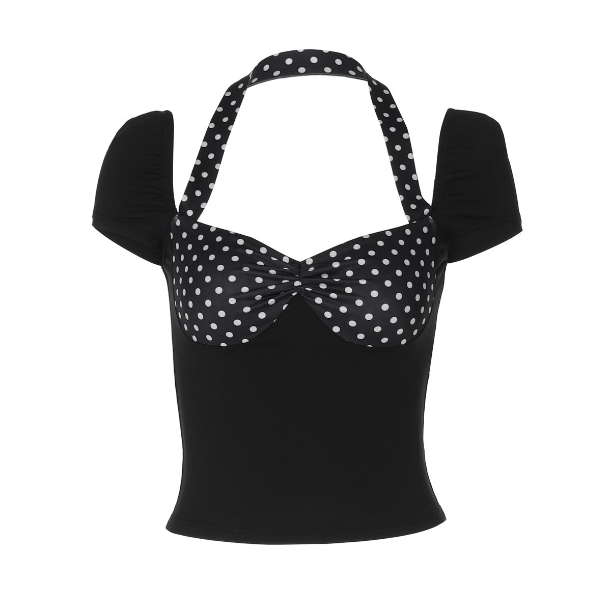Damen Polka-Dots Top mit Raffungen R&B