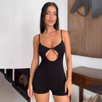 Damen figurbetonter Jumpsuit mit verführerischem Cut-Out und Spaghettiträgern R&B