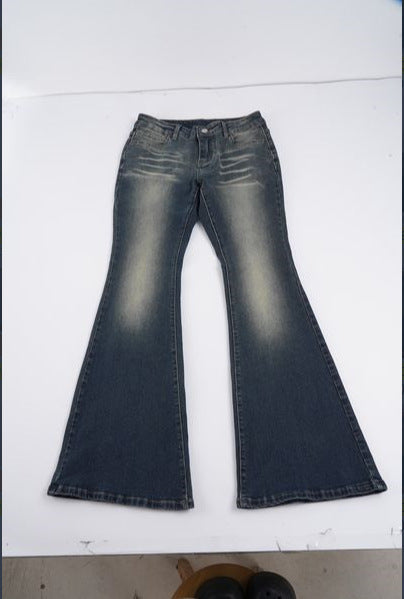 Damen Flared Jeans mit hohem Bund und schickem Used-Look R&B
