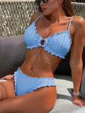 Damen Rüschen-Bikini-Set mit elegantem Ausschnitt