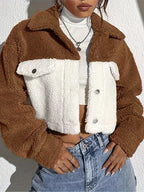 Damen Fleecejacke im Oversize-Stil mit Taschen