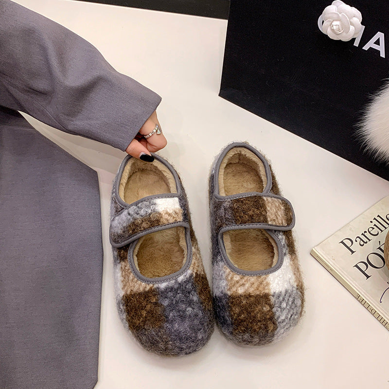 Damen Kuschelige Hausschuhe mit verstellbarem Riemen und weichem Innenfutter R&B