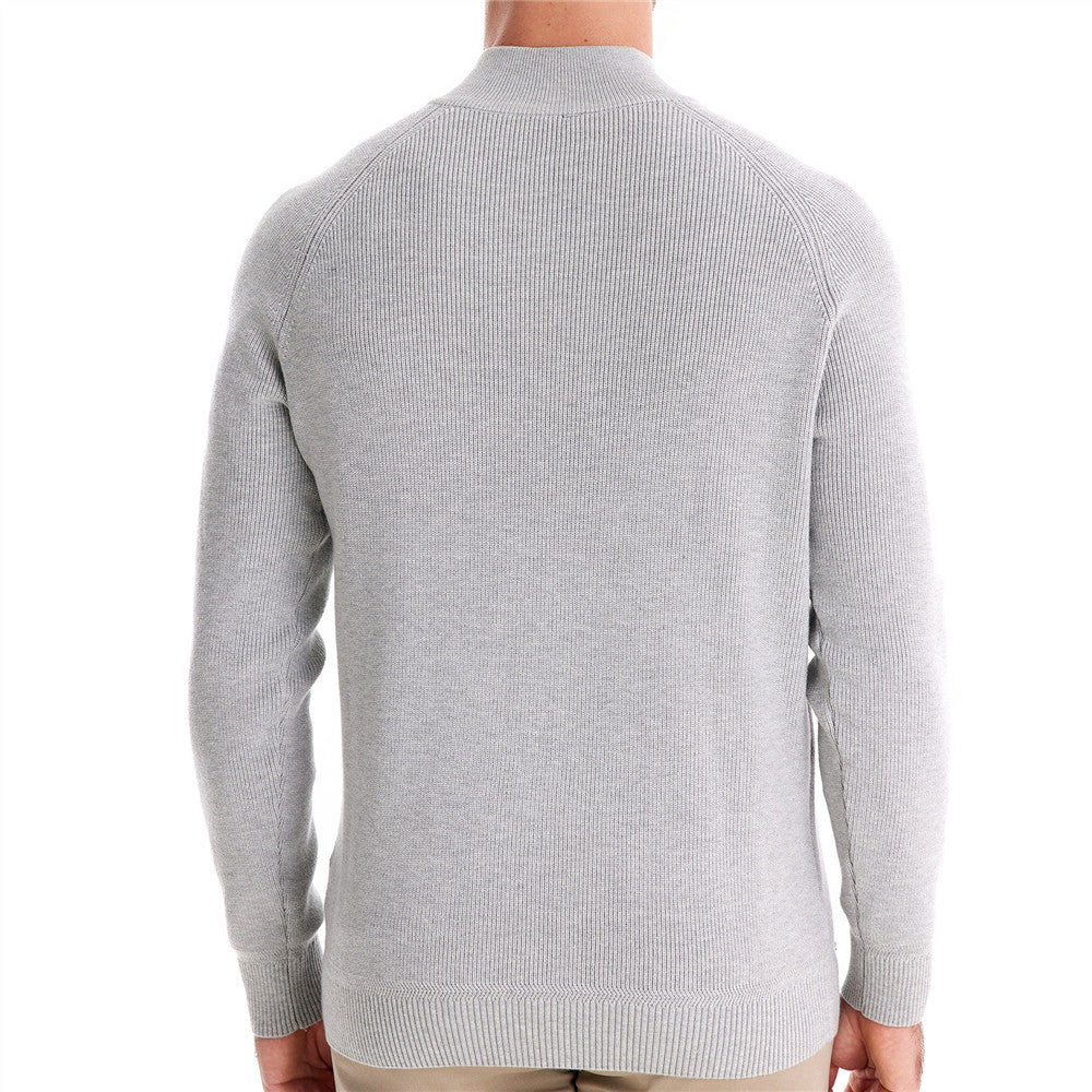 Herren Strickpullover mit halbem Reißverschluss und sportlichen Details R&B