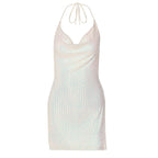 Damen Funkelndes Minikleid mit schmalem Schnitt und Halterdesign R&B