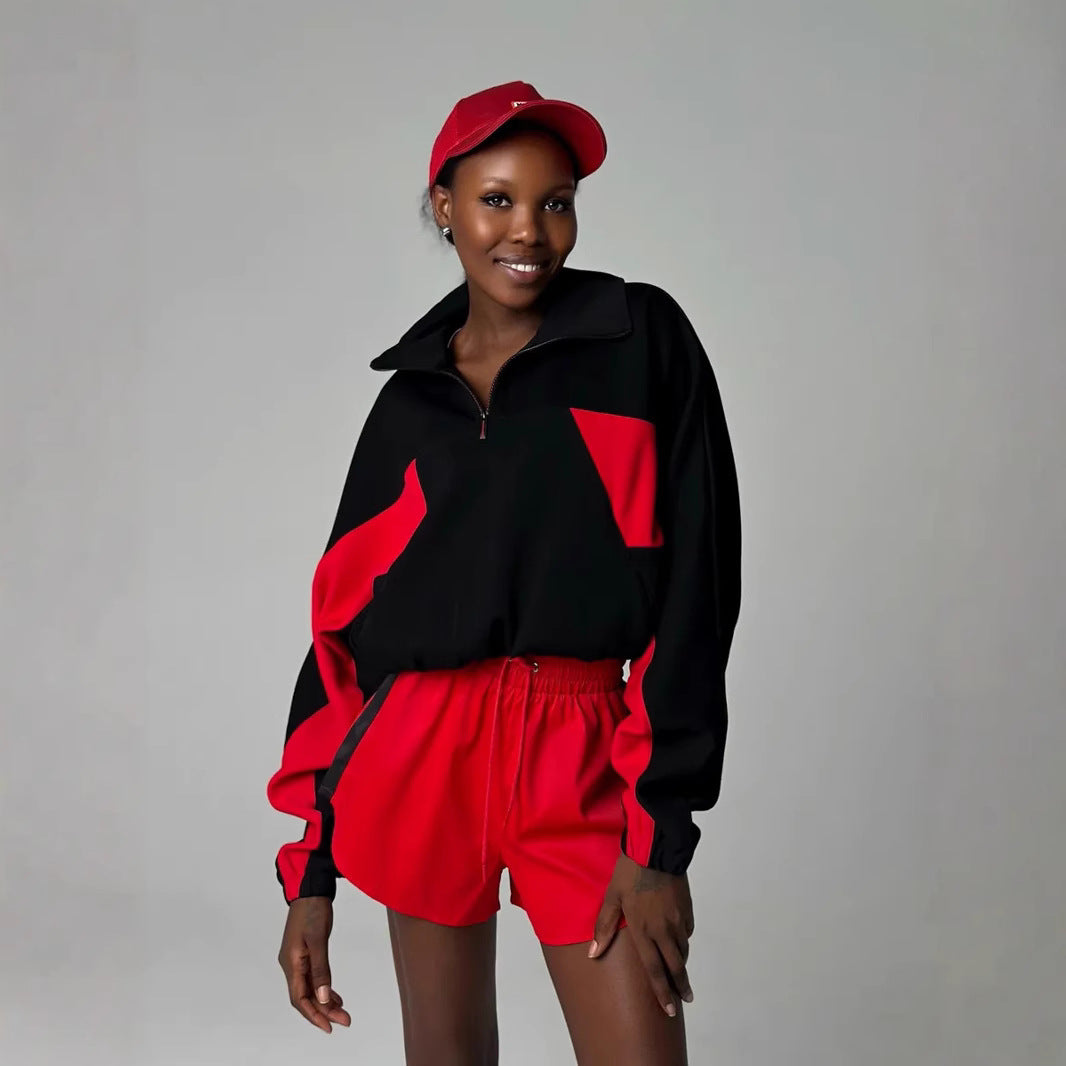 Damen sportliches Freizeit-Set mit lässigem Schnitt und Kontraststreifen R&B