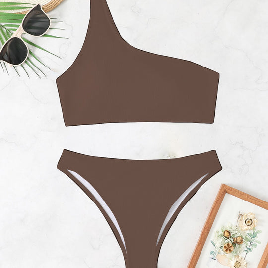 Damen Triangel-Bikini mit asymmetrischem Schnitt und raffiniertem Rippendesign R&B