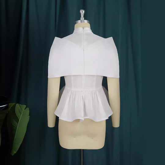 Damen elegante Peplum-Bluse mit transparenten Details R&B