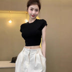 Damen Crop-Top mit figurbetontem Schnitt und elastischem Material