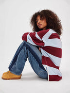 Damen Freizeit-Hemd im maritimen Streifenlook mit sportlichem Kragen und innovativen Details R&B