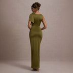 Damen Maxikleid mit asymmetrischem Trägerdesign und elegantem Silhouette R&B