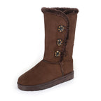 Damen modische Kurzstiefel mit wohligem Kunstfell und stilvollen Knopf-Details R&B