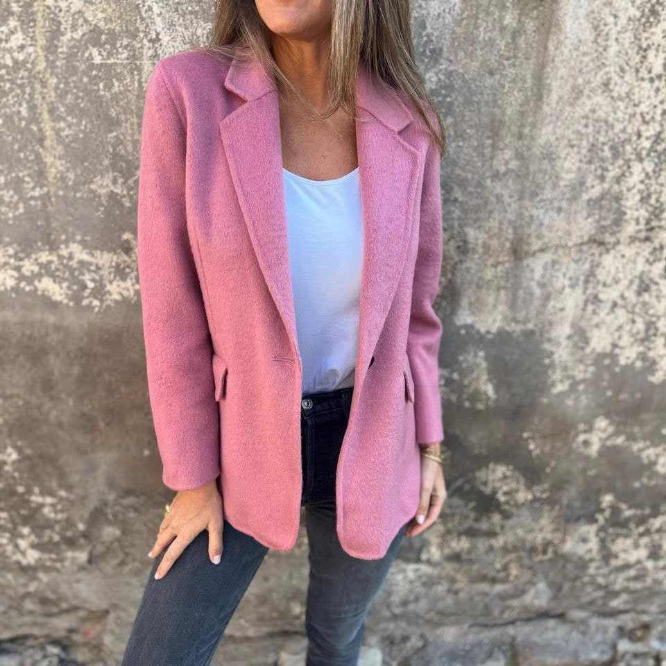 Damen elegante Wolljacke mit doppeltem Knopf R&B