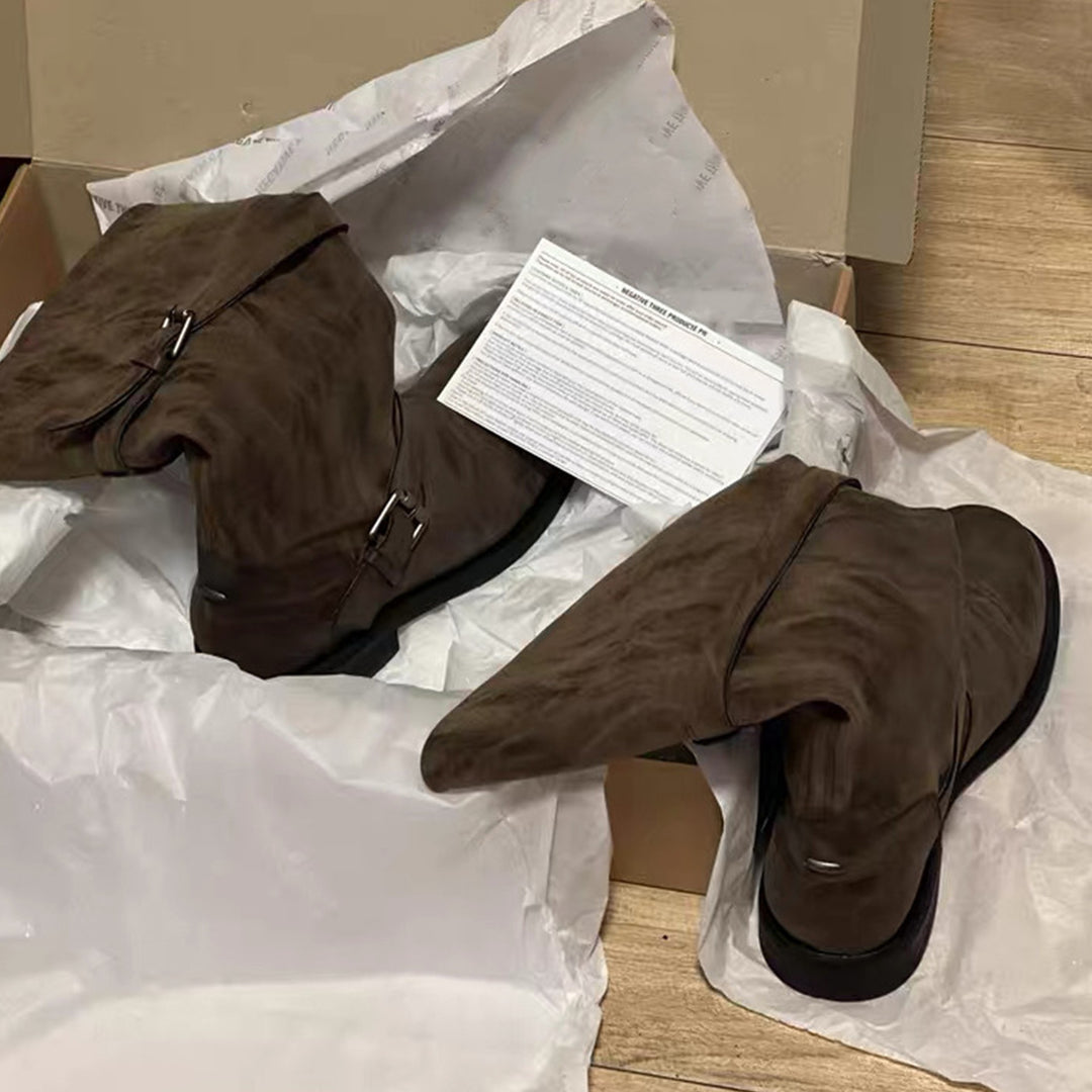 Damen Overknee-Stiefel mit glamourösem Schnallenverschluss R&B