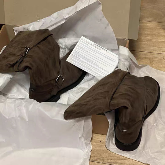 Damen Overknee-Stiefel mit glamourösem Schnallenverschluss R&B