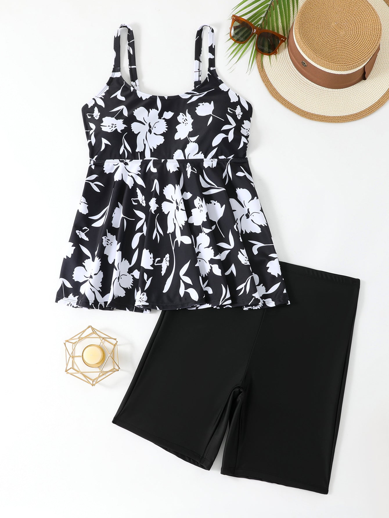 Damen Tankini-Set mit floralem Oberteil und Shorts R&B