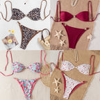 Damen Bikini-Set mit raffiniertem Leopardenmuster und eleganten Perlendetails R&B