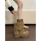 Damen Plateau-Stiefel mit geschwungenem Riemendesign R&B