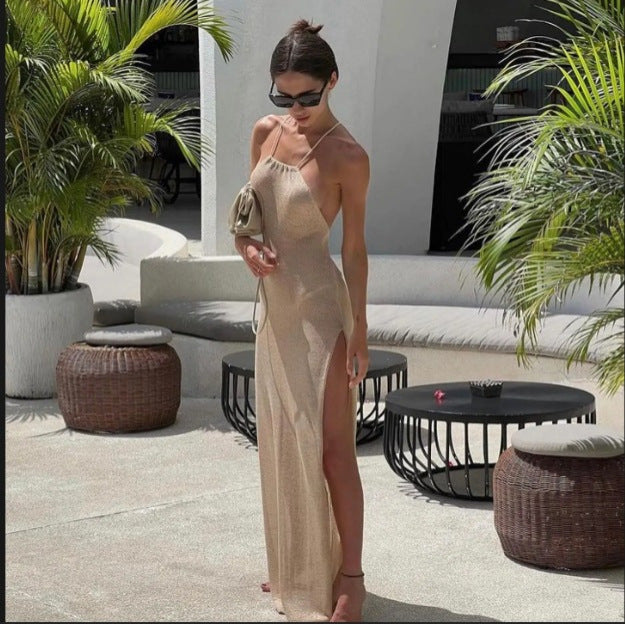 Damen Elegantes Maxikleid mit schickem Schlitz und feinem Stoff R&B