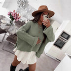 Damen oversized Strickpullover mit strukturiertem Lochdesign und lässigem Schnitt R&B