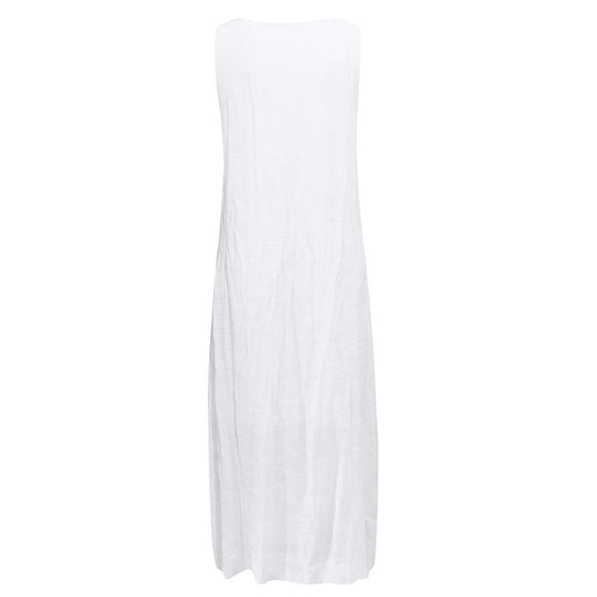 Damen Maxi-Strandkleid mit elegantem Spitzenbesatz und seitlichen Schlitzen R&B