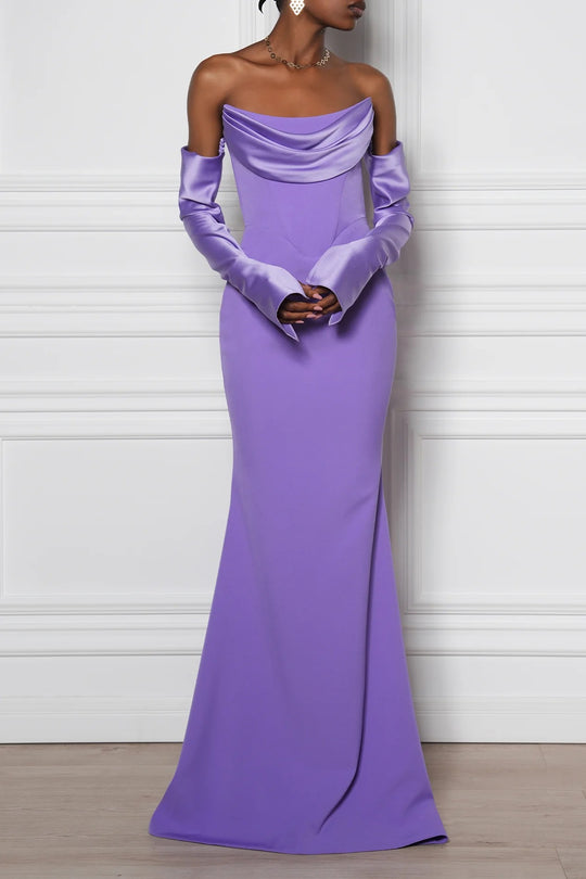 Damen Elegantes Meerjungfrau-Kleid mit schulterfreiem Design und langen Ärmeln R&B