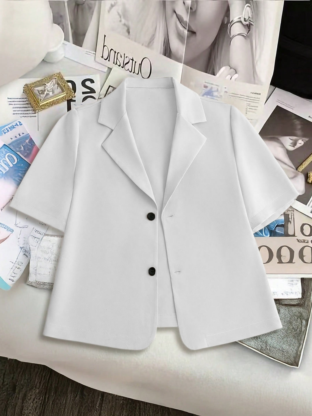 Damen Kurzärmelige Blazerjacke aus leichtem Material R&B