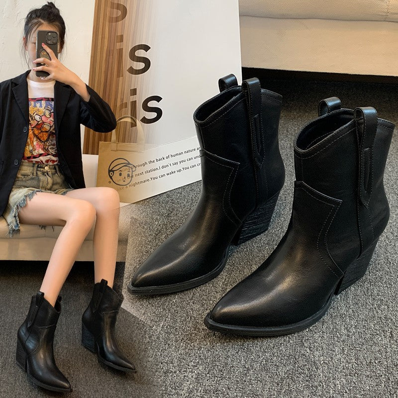 Damen modische Ankle Boots im eleganten Look mit spitzem Zehenbereich R&B