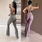 Damen Flared Leggings mit hochelastischem Bund und strukturierter Oberfläche R&B