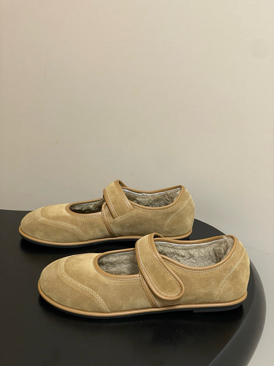 Damen Ballerinas mit verstellbarem Riemen und weichem Wildleder R&B