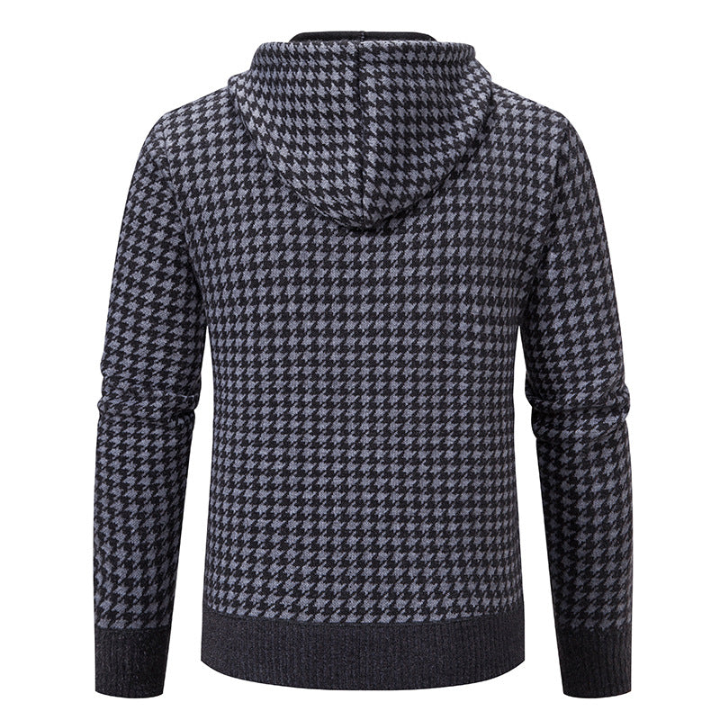 Herren elegante und bequeme Strickjacke mit Kapuze R&B
