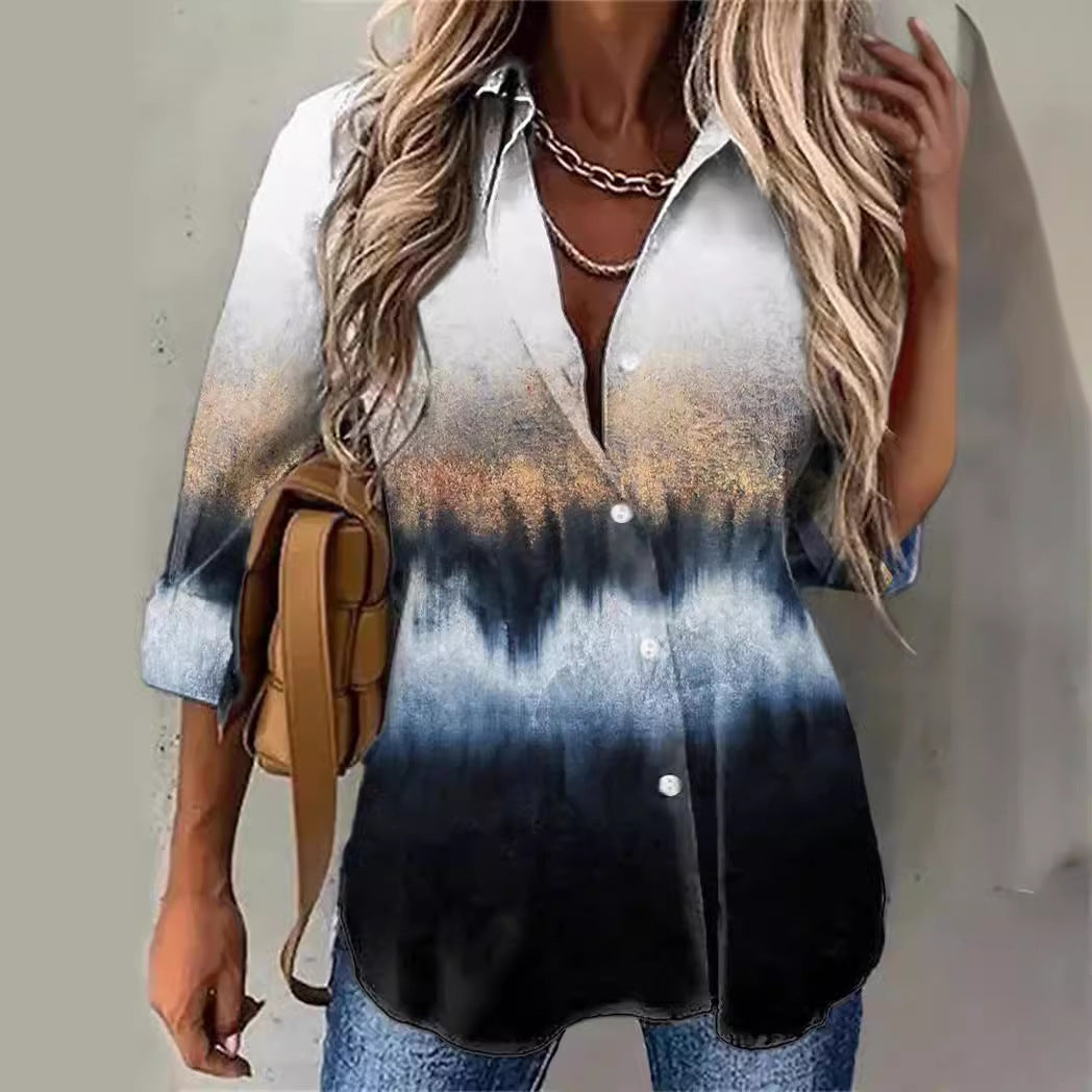 Damen lässige Chiffonbluse mit Ombre-Effekt R&B