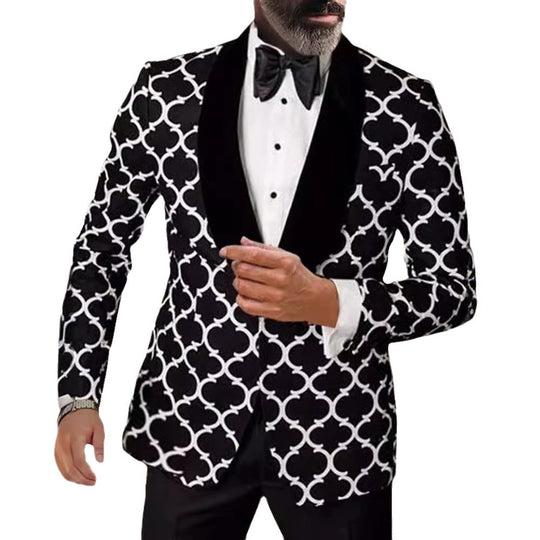 Herren eleganter Designer-Sakko mit auffälligem Muster R&B
