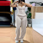 Damen Figurbetonter Jumpsuit mit tailliertem Schnitt und Knopfleiste R&B