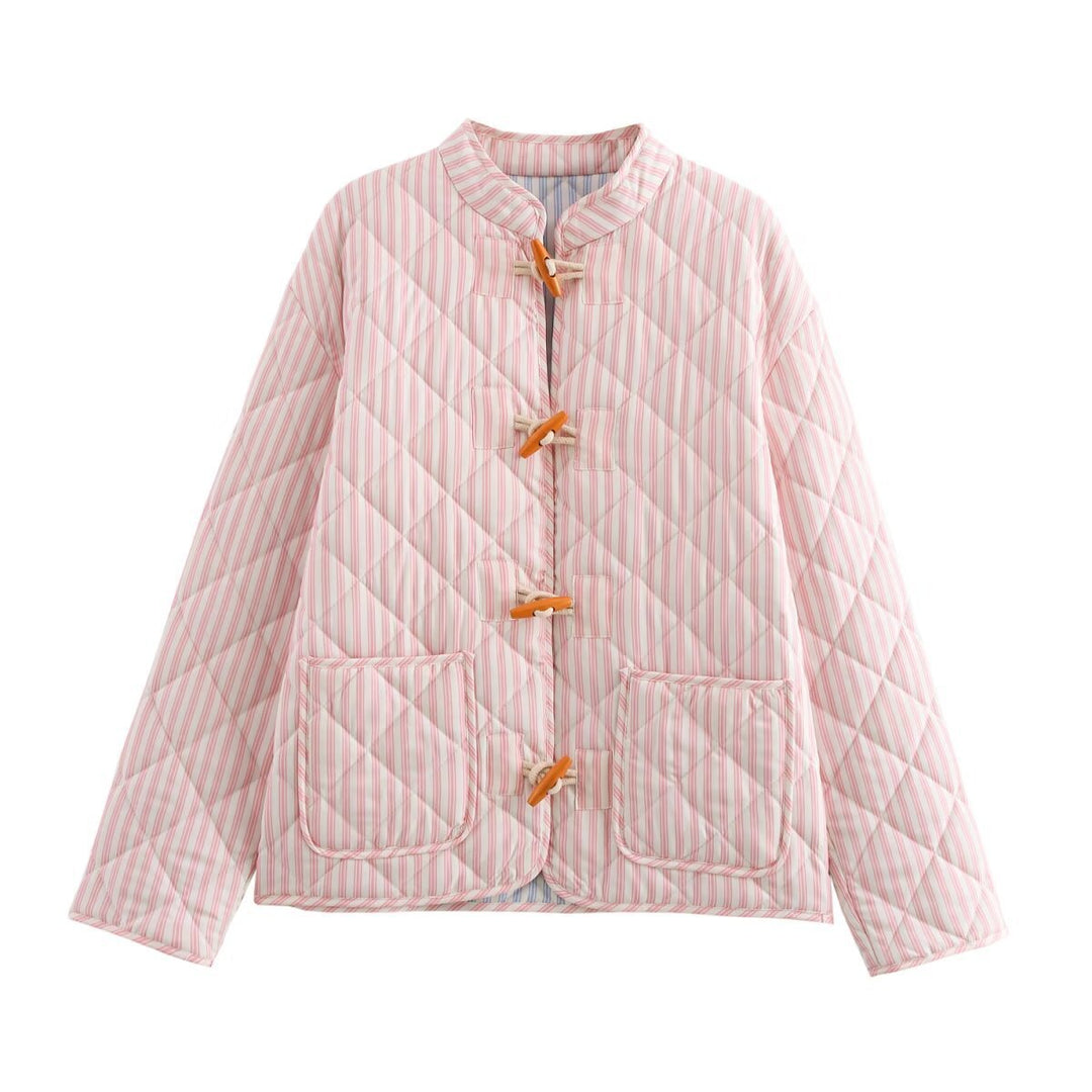 Damen gesteppte Jacke mit praktischen Taschen und Knopfdetails R&B