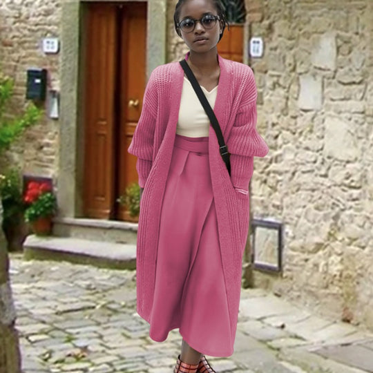 Damen Strickmantel mit wärmender Textur und lässigem Schnitt R&B