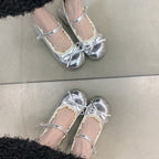 Damen Ballerinas mit dekorativer Schleifenverzierung und elegantem Fersenriemen R&B