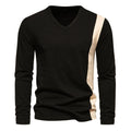 Herren Langarmshirt mit modernem V-Ausschnitt und kontrastierendem Design