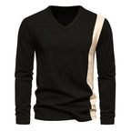 Herren Langarmshirt mit modernem V-Ausschnitt und kontrastierendem Design
