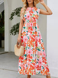 Damen Maxikleid mit floralem Design und elastischem Taillenbund R&B