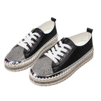 Damen modische Sneakers mit Glitzer-Applikation und elastischer Sohle R&B