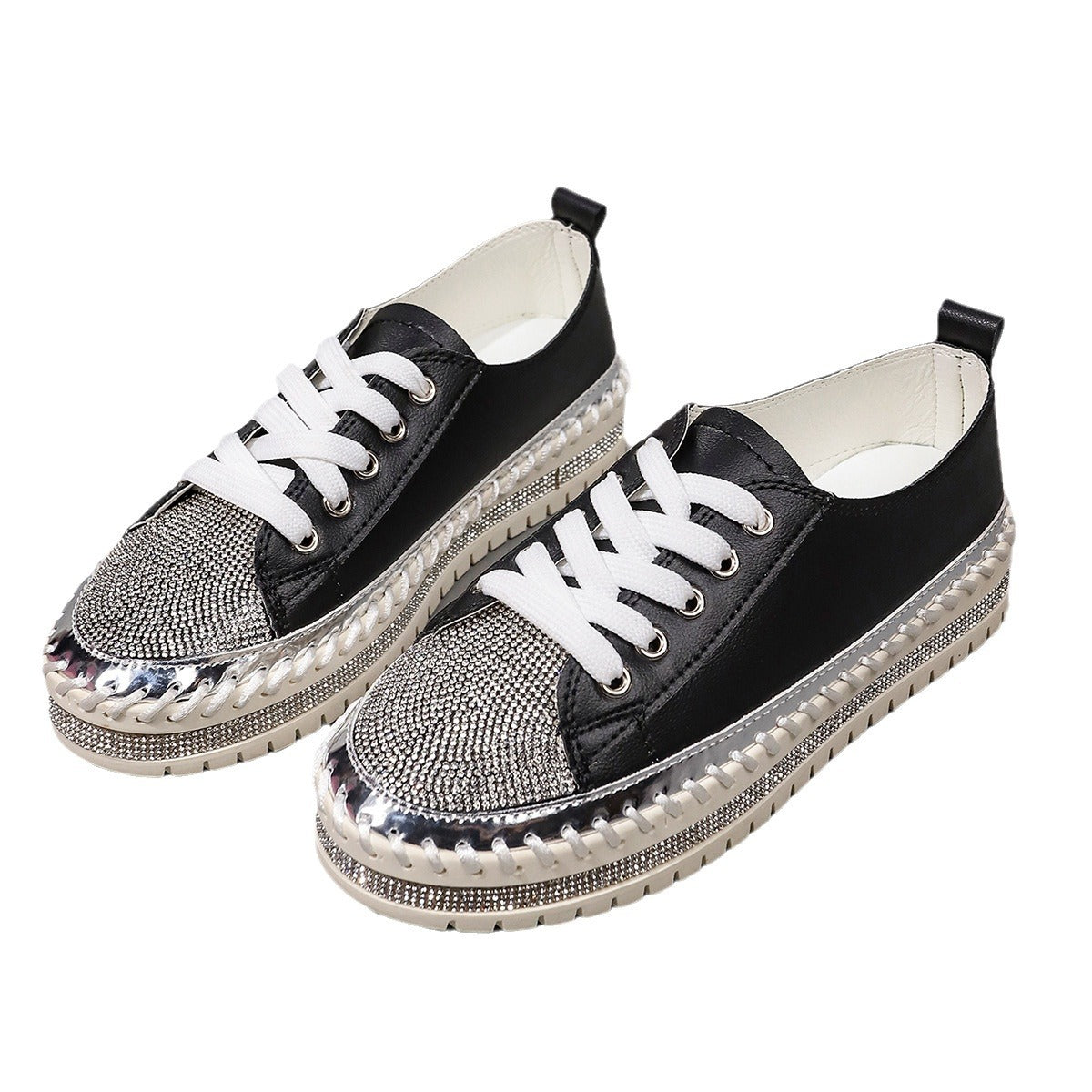 Damen modische Sneakers mit Glitzer-Applikation und elastischer Sohle R&B
