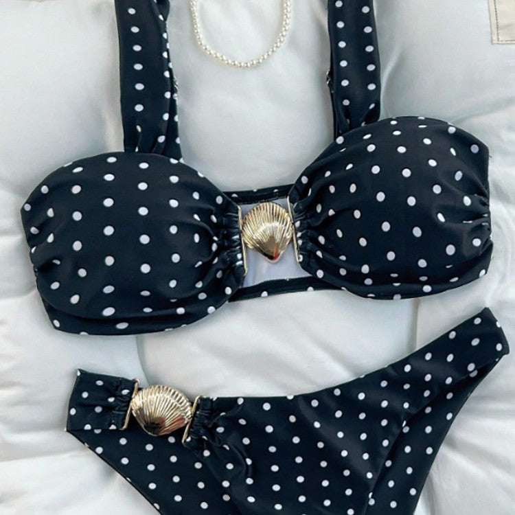 Damen Bikini mit gepolsterten Cups und dekorativem Muschel-Detail R&B